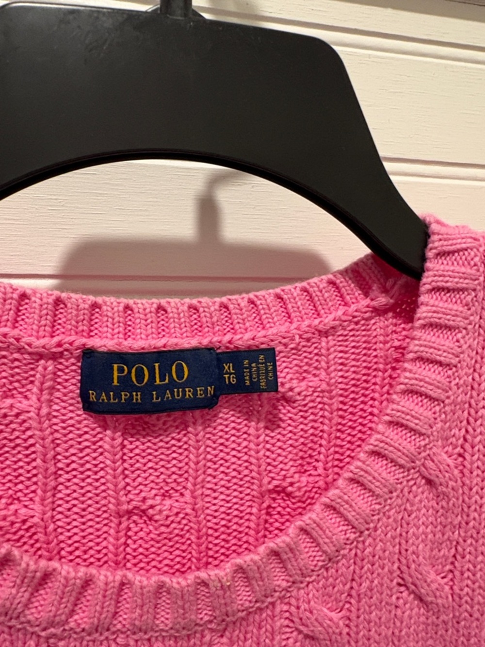 Polo by Ralph Lauren Hot Pink Cable-Knit Crewneck Sweater - Picture 2 of 5